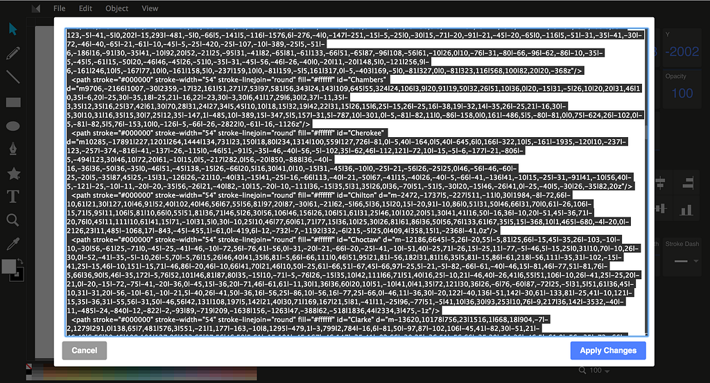 The method.ac SVG editor showing the source view