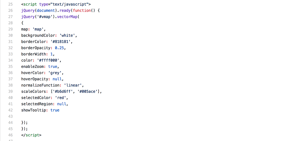 The script that initializes the vector map on the map div
